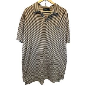 Ralph Lauren Polo Shirt Mens Extra Large Brown Golf Striped Casual Pima Cotton‎